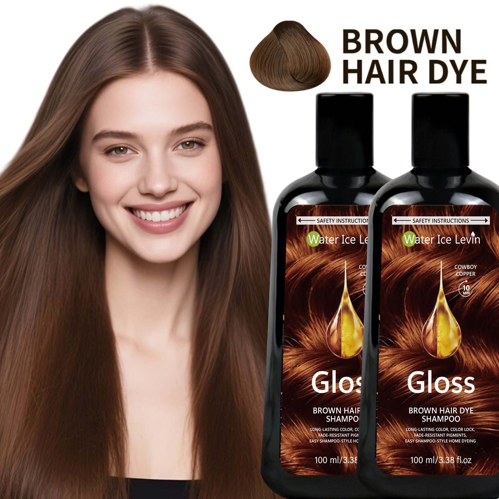 Hair Spray Color - Brown Hair Dye Shampoo 100ml Cowboy